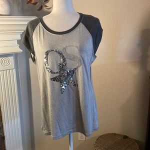 Converse One Star - NWOT - tee with sequins; grey and silver; size XL